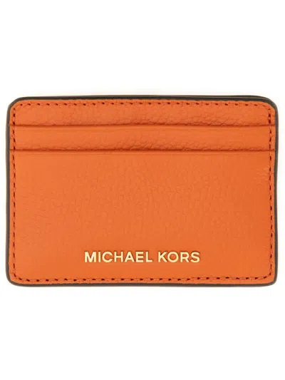 Michael Kors Card Holder With Logo In Orange