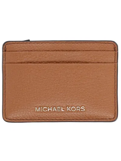 Michael Kors Card Holder With Logo In Sand