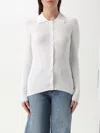 Michael Kors Fitted Ribed Ls Button Up Sweater In White