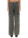 Michael Kors Belted Straight Leg Jeans In Grey