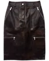 Michael Kors Collection Cargo Leather Pencil Skirt In Brown