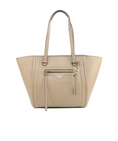 Michael Kors Carine Medium Pebbled-leather Tote Bag In Nude