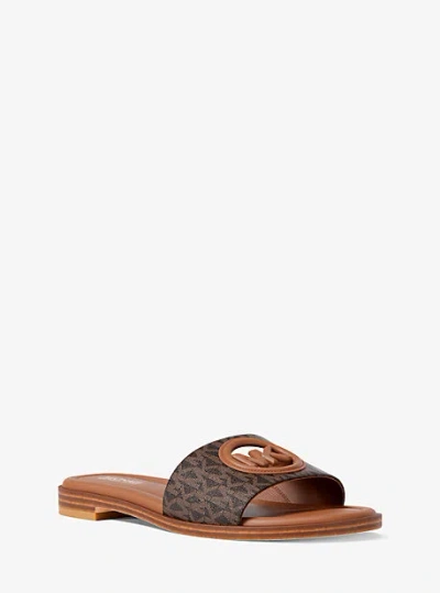 Michael Kors Carissa Signature Logo Slide Sandal In Brown