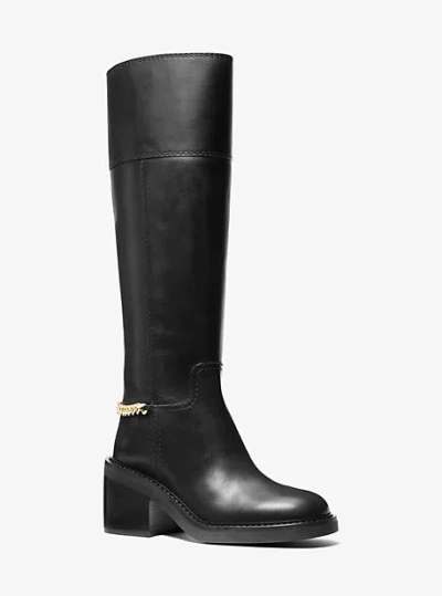 Michael Kors Carlisle Leather Riding Boot In Black