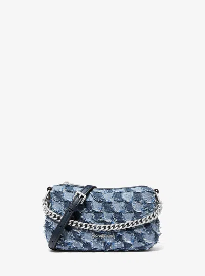 Michael Kors Carmela Small Patchwork Denim Convertible Crossbody Bag In Blue