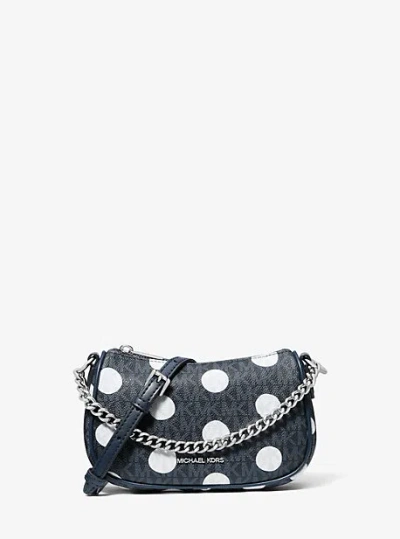 Michael Kors Carmela Small Polka Dot And Signature Logo Pochette In Blue