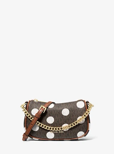 Michael Kors Carmela Small Polka Dot And Signature Logo Pochette In Brown
