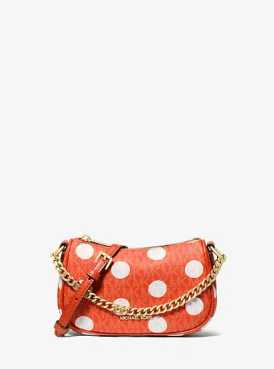 Michael Kors Carmela Small Polka Dot And Signature Logo Pochette In Red