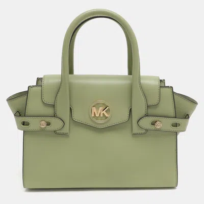 Pre-owned Michael Kors Carmen Green Leather Satchel