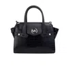 Michael Kors Carmen   Leather Medium Fla Satchel Shoulder Bag In Black