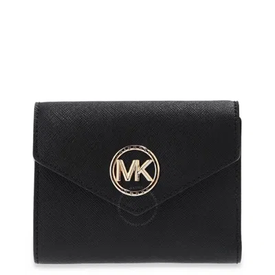 Michael Kors Carmen Tri-fold Leather Wallet In Black
