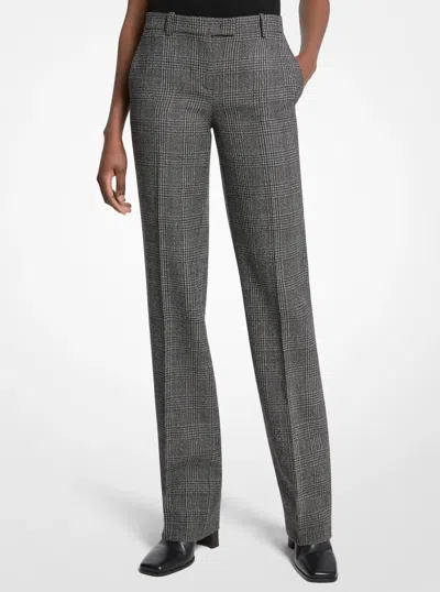 Michael Kors Carolyn Glen Plaid Wool Straight-leg Trousers In Black In Gray