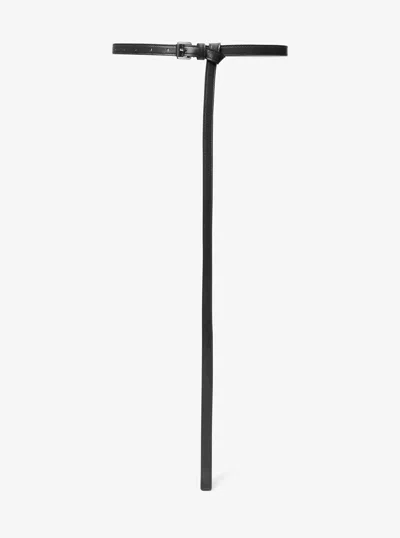 Michael Kors Carolyn Leather Waist Belt In Black
