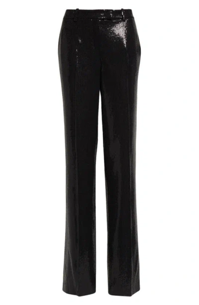 Michael Kors Carolyn Sequin Straight Leg Trousers In Black