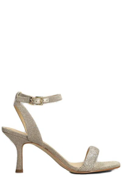 Michael Kors Carrie Rhinestoned Embellished Sandals In Oro