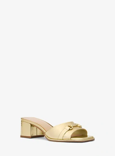 Michael Kors Carson Crackled Metallic Leather Mule In Gold