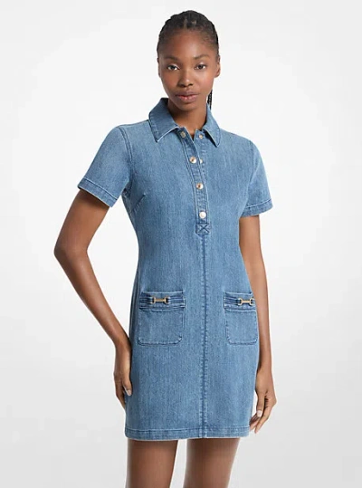 Michael Kors Carson Denim Mini Dress In Blue