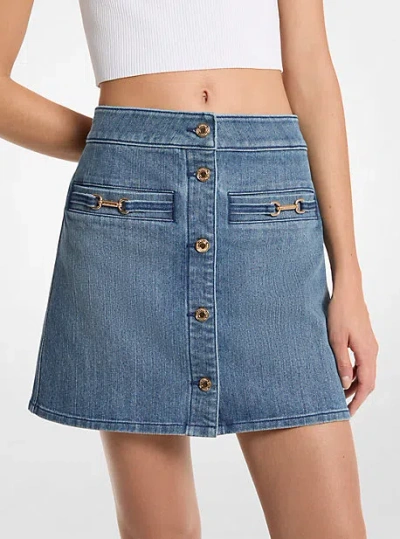 Michael Kors Carson Denim Mini Skirt In Blue
