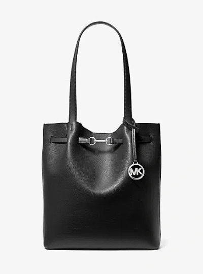 Michael Kors Carson Large Pebbled Leather Tote Bag In Black