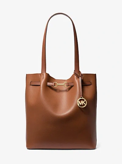 Michael Kors Carson Large Pebbled Leather Tote Bag In Brown
