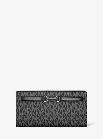 Michael Kors Carson Large Signature Logo Wallet In Black