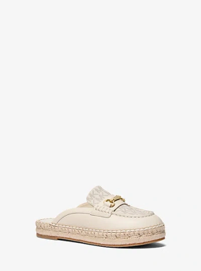 Michael Kors Carson Leather And Signature Logo Espadrille Mule In Neutral