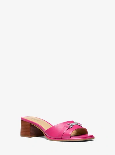 Michael Kors Carson Leather Mule In Pink