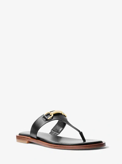 Michael Kors Carson Leather Sandal In Black