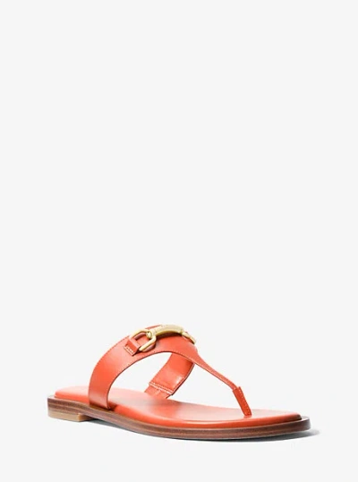 Michael Kors Carson Leather Sandal In Red