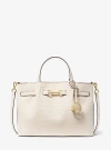 Michael Kors Carson Medium Crocodile Embossed Satchel In Brown