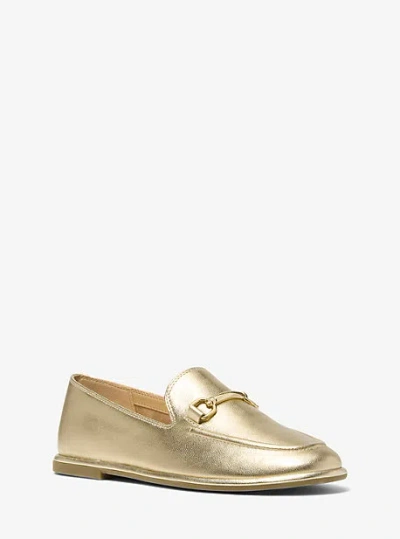 Michael Kors Carson Metallic Leather Loafer In Gold