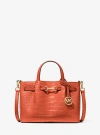 Michael Kors Carson Small Crocodile Embossed Satchel In Red