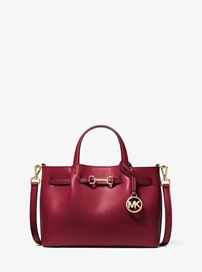 Michael Kors Carson Small Pebbled Leather Satchel In Red