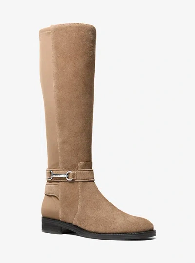 Michael Kors Carson Suede And Scuba Boot In Brown