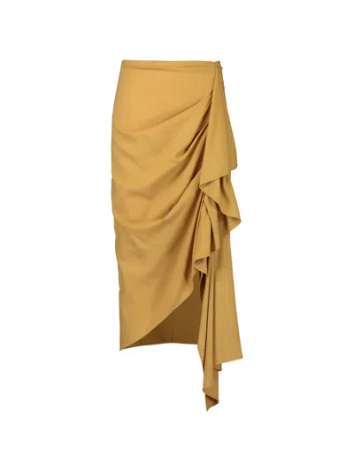 Michael Kors Cascade Ruffled Midi Skirt In Brown