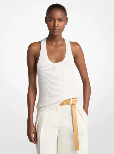 Michael Kors Cashmere And Linen Tank Top In Natural In White