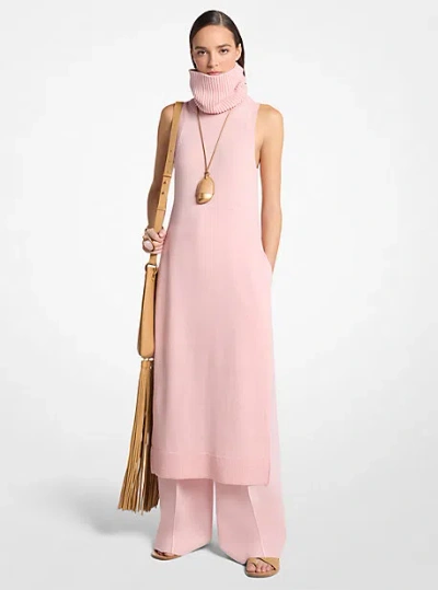 Michael Kors Cashmere And Linen Turtleneck Tunic In Pink