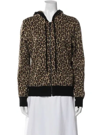 Pre-owned Michael Kors Cashmere Animal Print Jacket In Brown