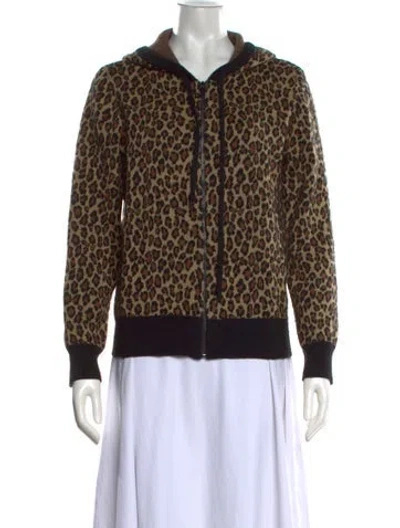 Pre-owned Michael Kors Cashmere Animal Print Sweater In Brown