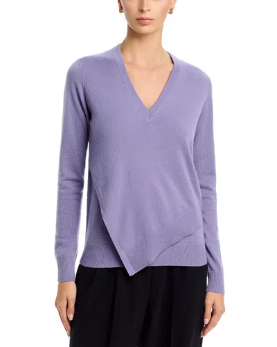 Michael Kors Cashmere Asymmetric V Neck Pullover In Purple