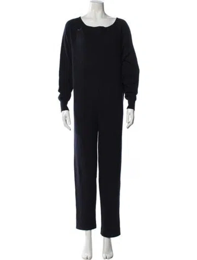Pre-owned Michael Kors Cashmere Bateau Neckline Jumpsuit In Blue