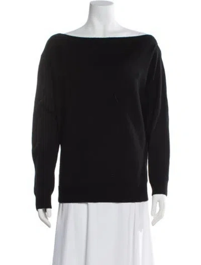 Pre-owned Michael Kors Cashmere Bateau Neckline Sweater In Black