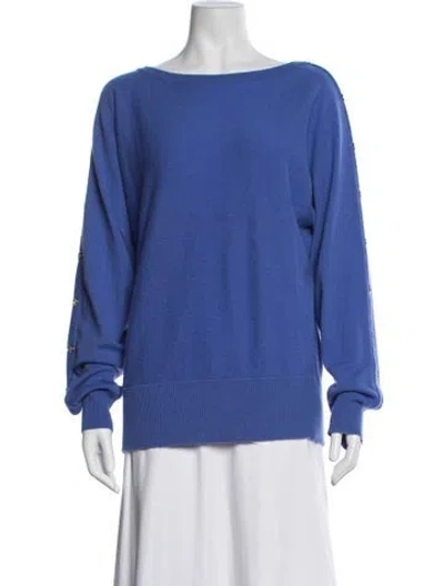 Pre-owned Michael Kors Cashmere Bateau Neckline Sweater In Blue
