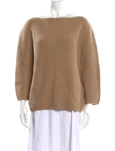 Pre-owned Michael Kors Cashmere Bateau Neckline Sweater In Brown
