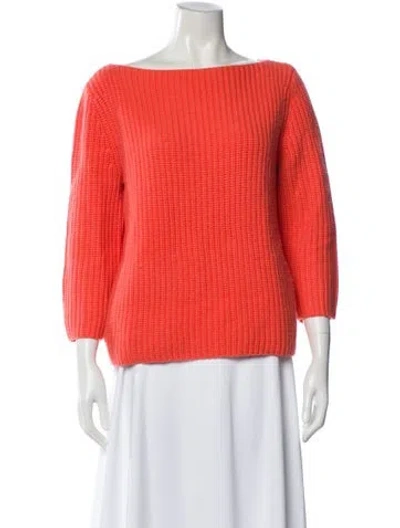 Pre-owned Michael Kors Cashmere Bateau Neckline Sweater In Orange