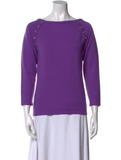Pre-owned Michael Kors Cashmere Bateau Neckline Sweater In Purple