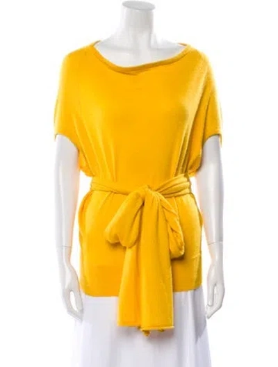 Pre-owned Michael Kors Cashmere Bateau Neckline Sweater In Yellow
