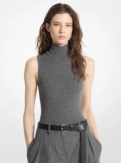 Michael Kors Cashmere Blend Turtleneck Bodysuit In Grey In Gray