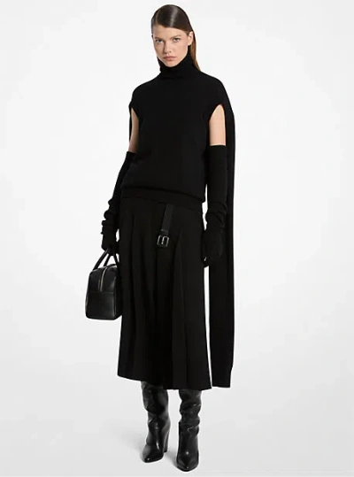 Michael Kors Cashmere Cape Turtleneck Sweater In Black