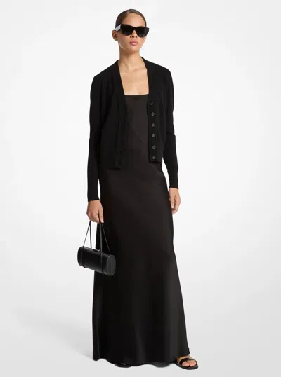 Michael Kors Cashmere Cardigan In Black
